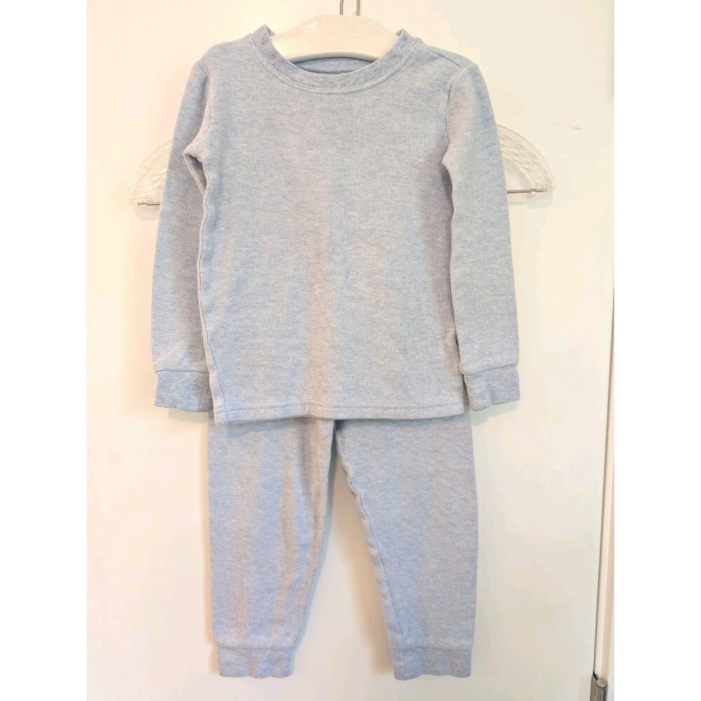 Janie and Jack Pajama Set Boys 4 Blue Soft 2 Piece Shirt Pants Unisex Minimalist